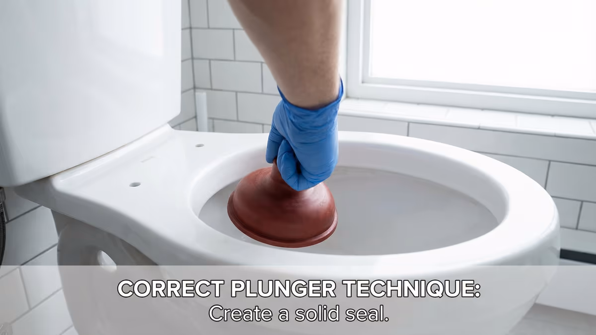 Desentupidor de borracha posicionado no vaso sanitário