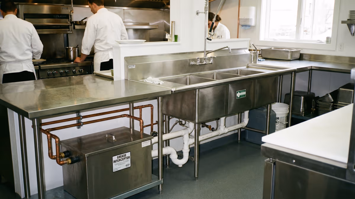 Cozinha de restaurante com sistema de encanamento